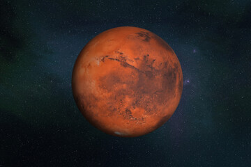 Wall Mural - planet mars of solar system in dark space. 3d render illustration. elements of this image furnished 