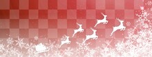 サンタクロースと雪の結晶が描かれた赤色のクリスマスバナー背景