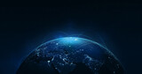 Night earth global virtual internet world connection of metaverse technology network digital communication and worldwide networking on connect 3d background. Elements of this image furnished by NASA.
