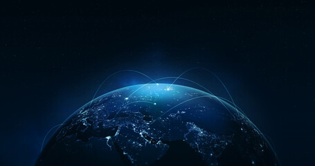 night earth global virtual internet world connection of metaverse technology network digital communi