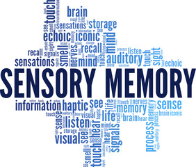 Wall Mural - Sensory Memory vector illustration word cloud isolated on white background.