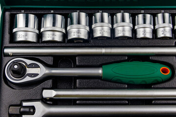 Wall Mural - Close-up of universal tool kit for car repair