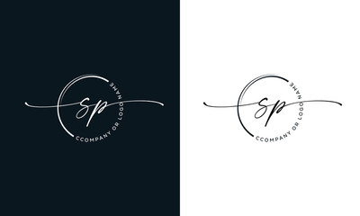 S P Initial handwriting signature logo, initial signature, elegant logo design
vector template.
