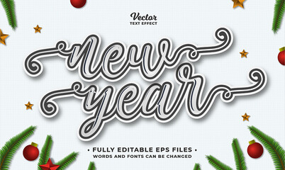 Wall Mural - minimalist new year and christmas text effect editable eps cc
