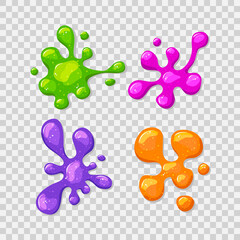 Bright multicolored slimes. Viscous shiny puddles. Vector cartoon illustration