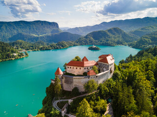 Poster - Bled Castle Blejski Grad Overlooking Lake Bled in Slovenia