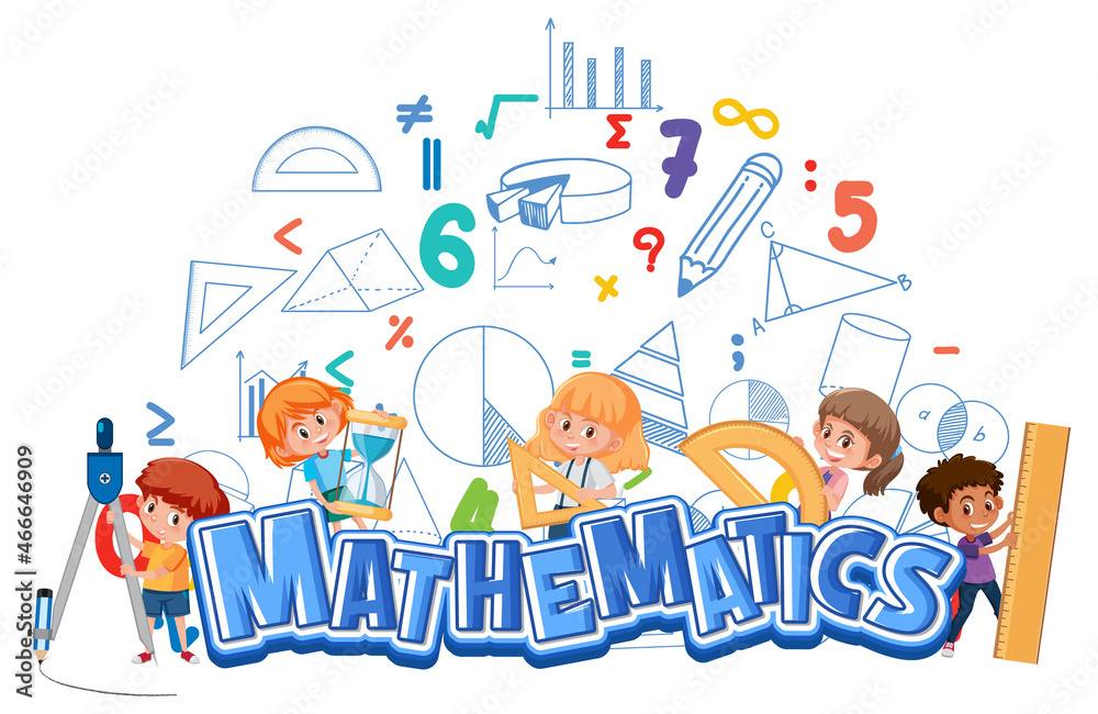 Math icon with kids and math tools Stock Vector | Adobe Stock