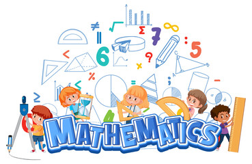 Math icon with kids and math tools