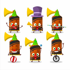 Sticker - Cartoon character of orange air horn with various circus shows