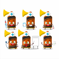 Sticker - Doctor profession emoticon with orange air horn cartoon character