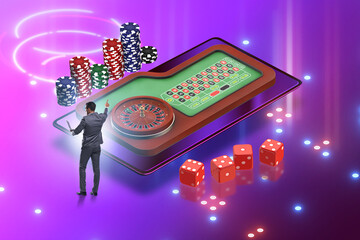 Sticker - Businessman in online casino concept