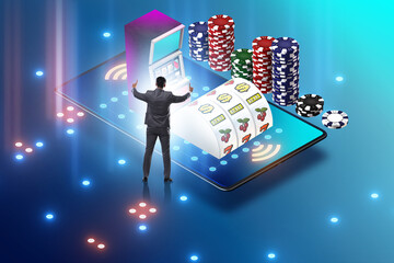 Wall Mural - Businessman in online casino concept