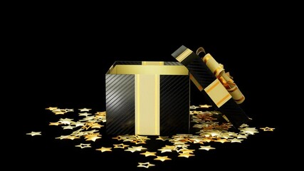 Poster - present box with stars for black friday sale or cyber monday sale, isolated