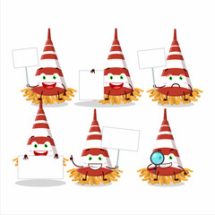 Sticker - Red confetti trumpet cartoon character bring information board