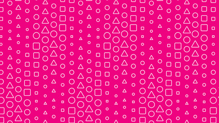 Aufkleber - Geometric pattern seamless concept version squid game. Pink background with white circles, triangles, squares. Vector.
