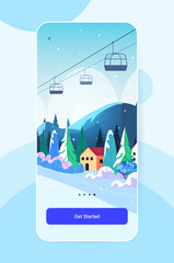 Sticker - ski resort cableway in snowy mountains christmas new year holidays celebration winter vacation concept vertical