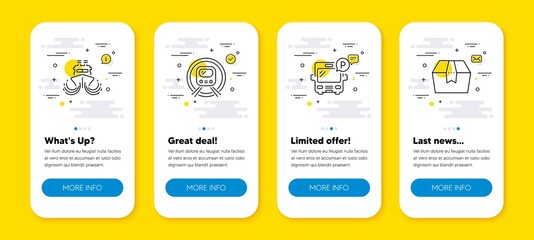 Poster - vector set of metro subway, bus parking and ship line icons set. ui phone app screens with line icon