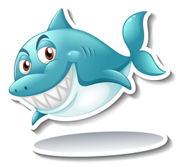 Wall Mural - Smiling shark cartoon sticker