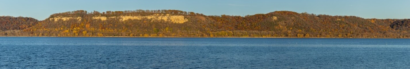 Wall Mural - Mississippi River & Bluffs In Autumn Scenic Panorama