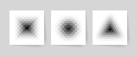 Wall Mural - vector geometric halftone backgrounds. abstract low poly logo design. set of monokchrome kaleidoscop