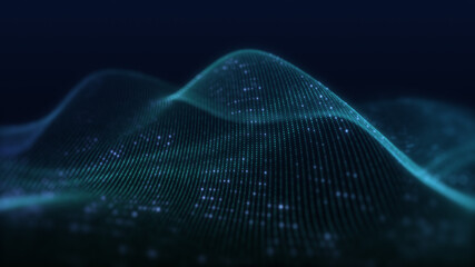 Wall Mural - beautiful abstract wave technology background with blue light, digital wave effect, corporate concept