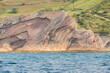 Vista de uno de los acantilados cortados del flysch del Geoparque de la Costa Vasca. Tomada en Zumaya, Guipúzcoa, en julio de 2021