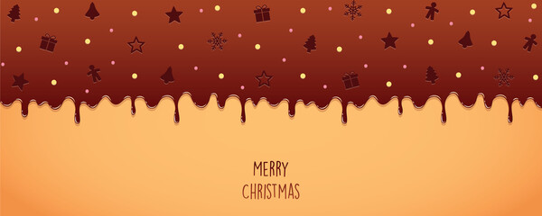 Sticker - sweet tasty melting christmas chocolate icing background