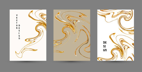 Aufkleber - Gold, white marble template, artistic covers design, colorful realistic texture, luxury backgrounds. Trendy pattern, graphic poster, cards. Vector illustration