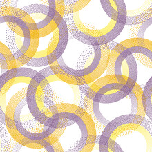 Circle Ring Shapes Of Dots Contemporary Vector Seamless Pattern.