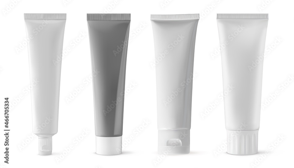 Cosmetic tubes set isolated realistic 3d vector illustration. Blank ...