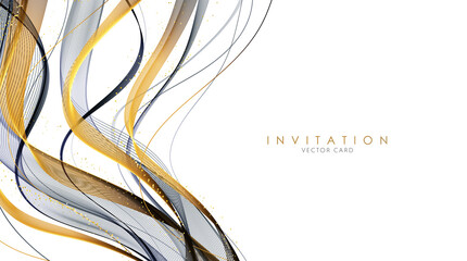 Poster - Vector abstract colorful flowing wave lines. Design element for wedding invitation, greeting card