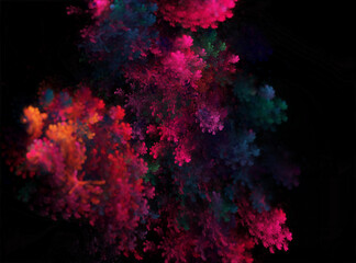 Wall Mural - a quantum, science fiction design of a glowing fractal pattern, floating on a black background.