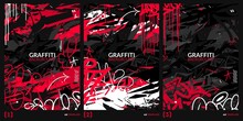 Abstract Dark Black And Red Graffiti Style A4 Poster Vector Illustration Art Template