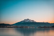 Alpine mountain with Lucerne cityscape by the lake