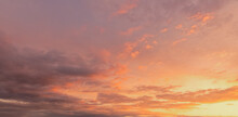 Golden Hour Sky With Clouds. Ideal For Sky Replacement In Modern Photo Editing Software Tools.