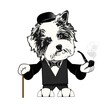 Illustration of a Dog in a Tuxedo with a Pipe