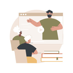 Poster - Online learning for seniors abstract concept vector illustration. Online courses for seniors, additional education, free online program, learning community, online quizz abstract metaphor.