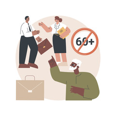 Poster - Ageism social problem abstract concept vector illustration. Stop ageism, elderly employment difficulties, discrimination at workplace, older people, negative stereotype abstract metaphor.