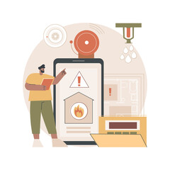 Poster - fire alarm system abstract concept vector illustration. fire alarm component, system installation, p