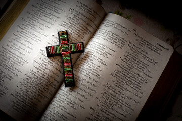 cross on a old bible