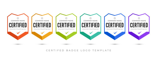 Wall Mural - Set of company training badge certificates to determine based on criteria. Vector illustration certified logo design.