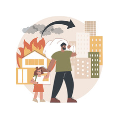 Poster - Internal migration abstract concept vector illustration. Domestic human migration, natural disaster, civil disturbance, arrive in capital, people with bags suitcases, moving to abstract metaphor.