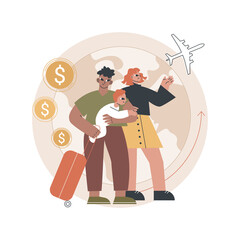 Poster - Repatriation grant abstract concept vector illustration. Salary and allowance, moving to abroad, returning to homeland, repatriation, integration of migrant, accept job offer abstract metaphor.