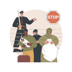 Poster - Frontier migration abstract concept vector illustration. Frontier migration services, moving abroad, border patrol control, illegal legal refugee, application form, border cross abstract metaphor.