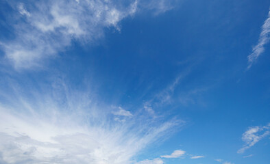 Wall Mural - white cumulus clouds formation in blue sky background