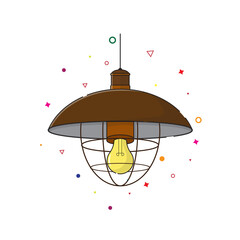 Poster - Hanging lamp icon in flat style. vector illustration