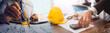 © ARMMY PICCA - architect man working with laptop and blueprints,engineer inspection in workplace for architectural plan,sketching a construction project ,selective focus,Business concept vintage color