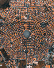 Aerial View Of The Hexagonal Map Of Grammichele, Sicily, Italy.