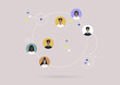 Global communications concept, a Circle with colorful user avatars on it, Globalisation