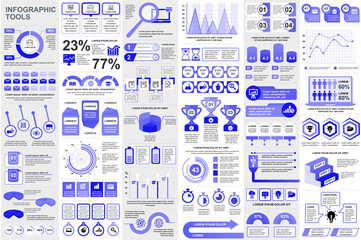 Poster - Bundle infographic elements data visualization vector design template. Mega set. Can be used for steps, business processes, workflow, diagram, flowchart concept, timeline, icons, info graphics.